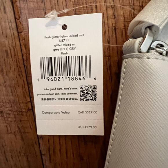 Kate Spade New York Flash Silver Crossbody Sparkled Glitter Leather Bag Chic NWT - Picture 8 of 10